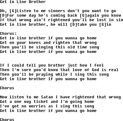 Bluegrass songs with chords - Get In Line Brother